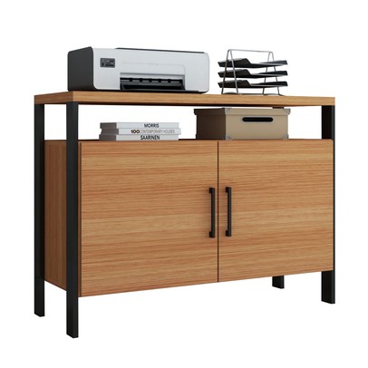 Armário para Escritório 2 Portas 100% Mdf Industrial Concept Freijó/Preto Fosco - Panorama Móveis