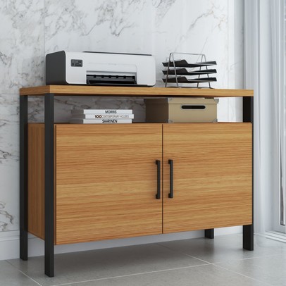 Armário para Escritório 2 Portas 100% Mdf Industrial Concept Freijó/Preto Fosco - Panorama Móveis