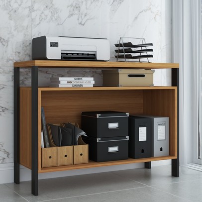 Armário para Escritório 2 Portas 100% Mdf Industrial Concept Freijó/Preto Fosco - Panorama Móveis