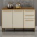 Balcão de Cozinha 120 Cm Salvador 3 Portas 2 Gavetas Cinamomo/Off White