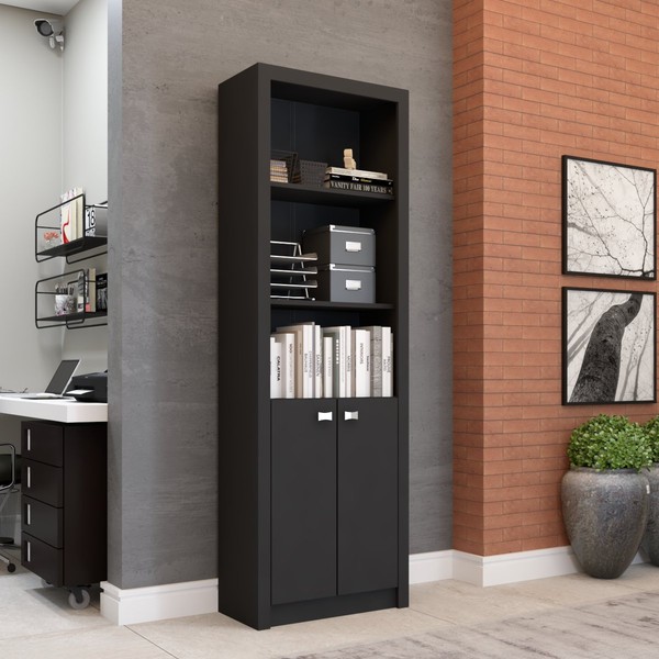 Armário para Escritório 2 Portas Londres Preto - Panorama Móveis