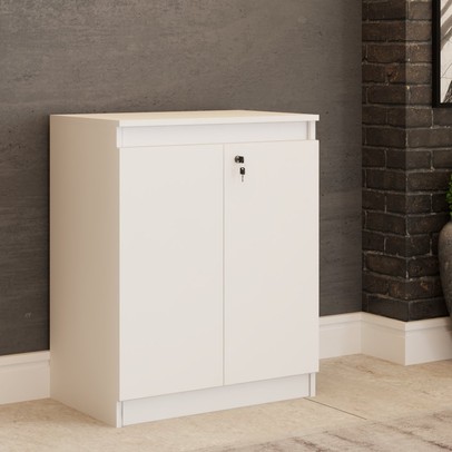 Armário para Escritório Eva 2 Portas com Chave Baixo Branco - Panorama Móveis