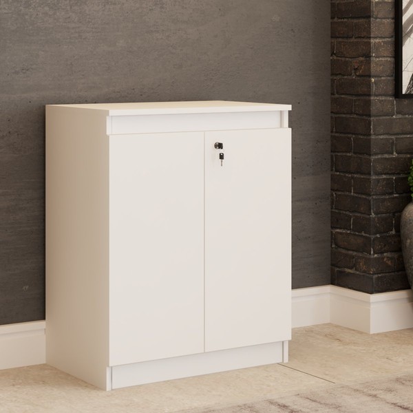 Armário para Escritório Eva 2 Portas com Chave Baixo Branco - Panorama Móveis