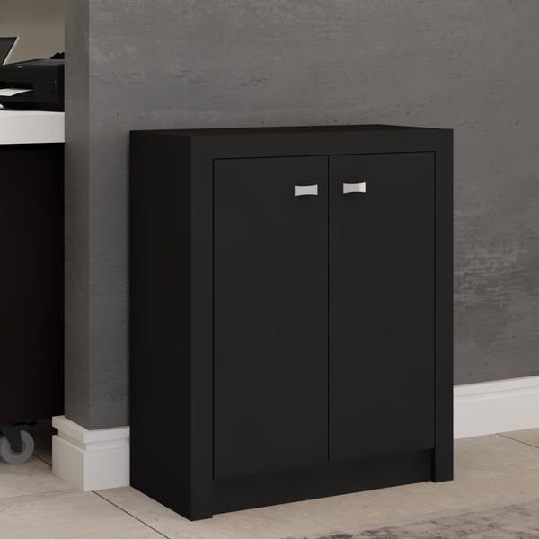 Armário para Escritório Rose 2 Portas Baixo Preto - Panorama Móveis