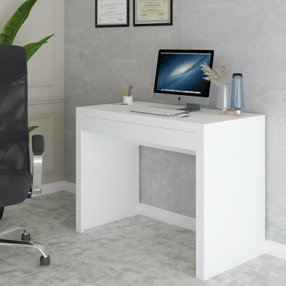 Mesa Escrivaninha 1 Gaveta Home Office Branco - Panorama Móveis