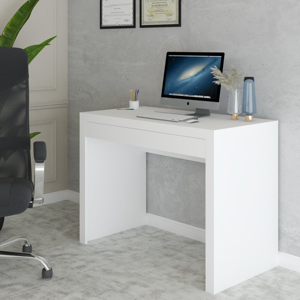 Mesa Escrivaninha 1 Gaveta Home Office Branco - Panorama Móveis