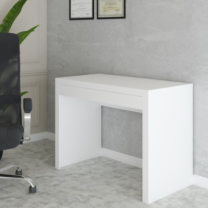 Mesa Escrivaninha 1 Gaveta Home Office Branco - Panorama Móveis