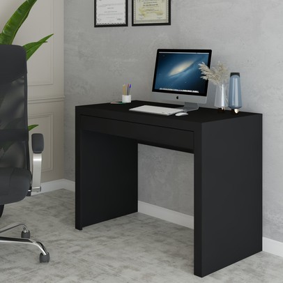 Mesa Escrivaninha 1 Gaveta Home Office Preto - Panorama Móveis