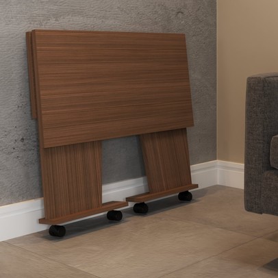 Mesa Escrivaninha Dobrável Alpes com Rodízio Amêndoa - Panorama Móveis