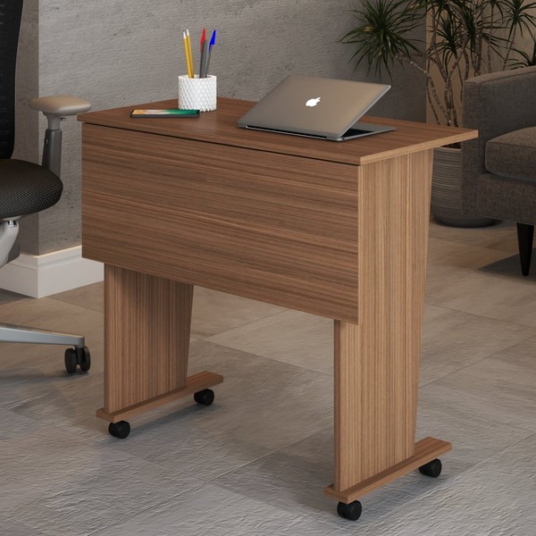 Mesa Escrivaninha Dobrável Alpes com Rodízio Amêndoa - Panorama Móveis