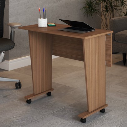 Mesa Escrivaninha Dobrável Alpes com Rodízio Amêndoa - Panorama Móveis