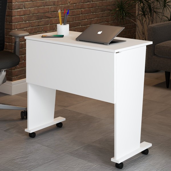 Mesa Escrivaninha Dobrável Alpes com Rodízio Branco - Panorama Móveis