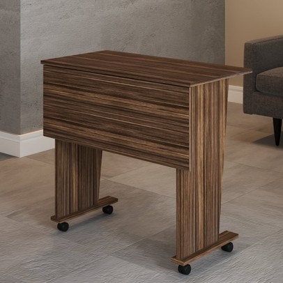 Mesa Escrivaninha Dobrável Alpes com Rodízio Nogal - Panorama Móveis