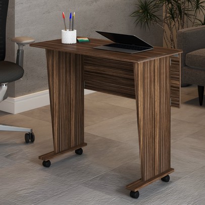 Mesa Escrivaninha Dobrável Alpes com Rodízio Nogal - Panorama Móveis