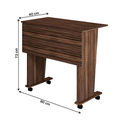 Mesa Escrivaninha Dobrável Alpes com Rodízio Nogal - Panorama Móveis