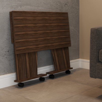 Mesa Escrivaninha Dobrável Alpes com Rodízio Nogal - Panorama Móveis