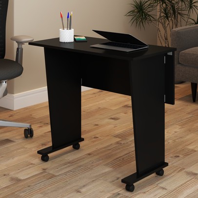Mesa Escrivaninha Dobrável Alpes com Rodízio Preto - Panorama Móveis