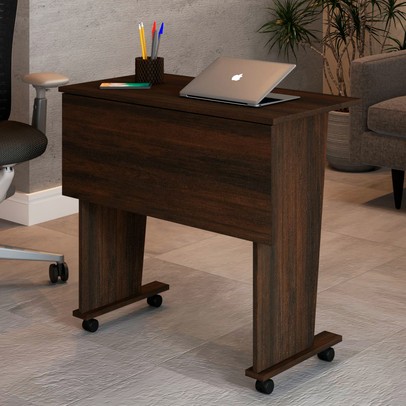Mesa Escrivaninha Dobrável Alpes com Rodízio Rústico - Panorama Móveis