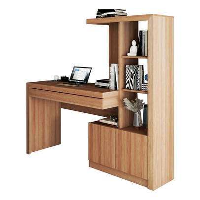 Mesa Escrivaninha 2  Portas 1 Gaveta para Computador Homework Amêndoa - Panorama Móveis