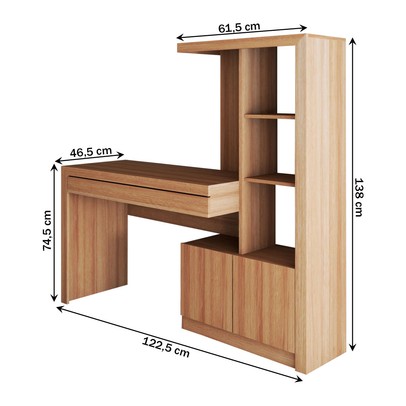 Mesa Escrivaninha 2  Portas 1 Gaveta para Computador Homework Amêndoa - Panorama Móveis