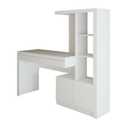 Mesa Escrivaninha 2  Portas 1 Gaveta para Computador Homework Branco - Panorama Móveis