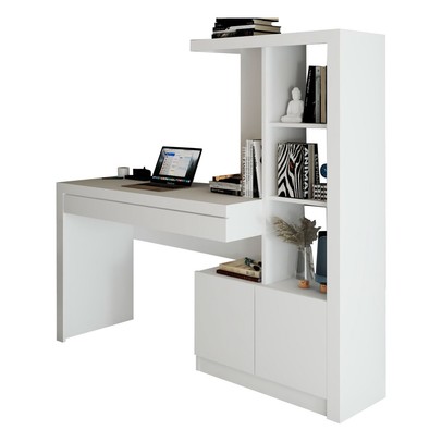 Mesa Escrivaninha 2  Portas 1 Gaveta para Computador Homework Branco - Panorama Móveis