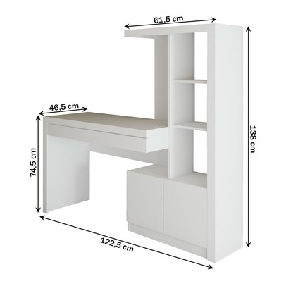 Mesa Escrivaninha 2  Portas 1 Gaveta para Computador Homework Branco - Panorama Móveis