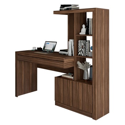 Mesa Escrivaninha 2  Portas 1 Gaveta para Computador Homework Nogal - Panorama Móveis