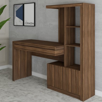 Mesa Escrivaninha 2  Portas 1 Gaveta para Computador Homework Nogal - Panorama Móveis