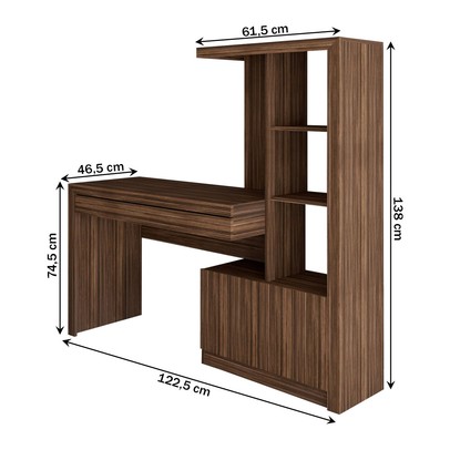 Mesa Escrivaninha 2  Portas 1 Gaveta para Computador Homework Nogal - Panorama Móveis
