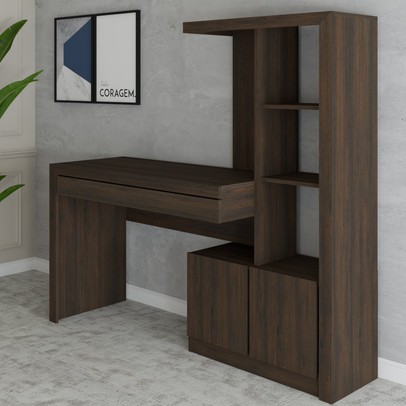 Mesa Escrivaninha 2  Portas 1 Gaveta para Computador Homework Rústico - Panorama Móveis