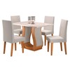 Mesa de Jantar 4 Lugares Zara Mel/Blonde/Veludo Marfim - Viero Móveis
