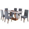 Mesa de Jantar 6 Lugares Dallas Imbuia/Blonde/Veludo Cinza - Viero Móveis