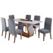 Mesa de Jantar 6 Lugares Dallas Imbuia/Blonde/Veludo Cinza - Viero Móveis