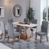 Mesa de Jantar 6 Lugares Dallas Imbuia/Blonde/Veludo Cinza - Viero Móveis