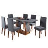 Mesa de Jantar 6 Lugares Roma Imbuia/Cinza/Veludo Grafite - Viero Móveis