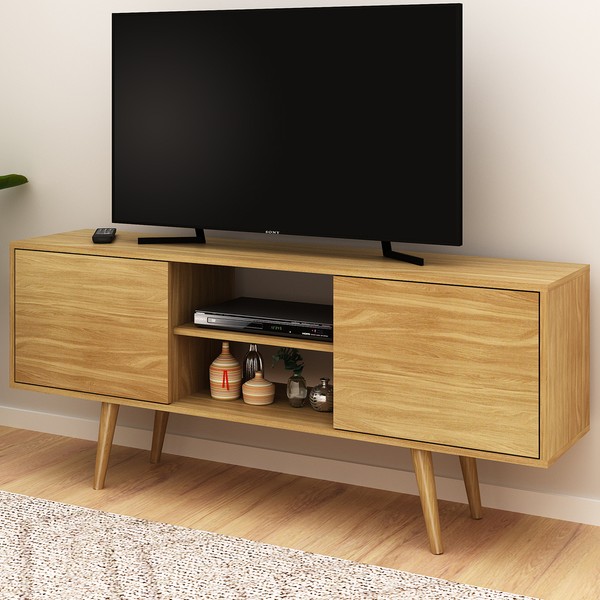 Rack para TV Até 65 Polegadas Furniture 2 Portas 1 Prateleira Natural - Panorama Móveis