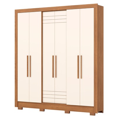 Guarda-Roupa Casal 6 Portas 3 Gavetas Nature/Off White B366 - Briz