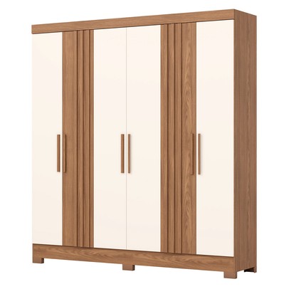 Guarda-Roupa Casal 6 Portas 3 Gavetas Flex Nature/Off White B367 - Briz