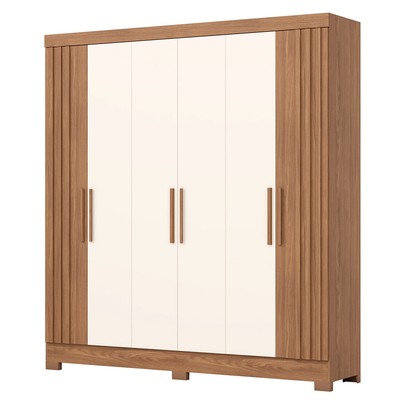 Guarda-Roupa Casal 6 Portas 3 Gavetas Flex Nature/Off White B367 - Briz