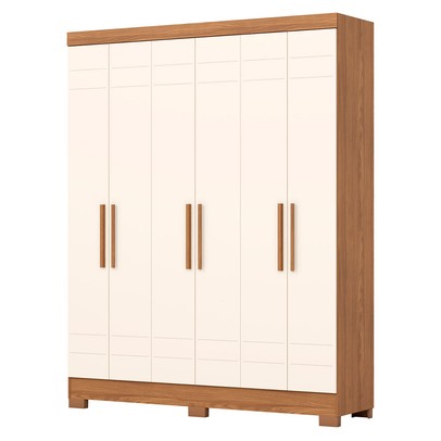Guarda-Roupa Solteiro 6 Portas 2 Gavetas Nature/Off White B369 - Briz
