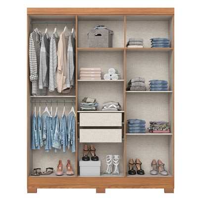 Guarda-Roupa Solteiro 6 Portas 2 Gavetas Nature/Off White B369 - Briz