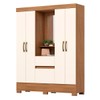 Guarda-Roupa Solteiro 4 Portas 2 Gavetas Nature/Off White Bs07 - Briz