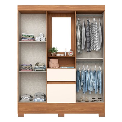 Guarda-Roupa Solteiro 4 Portas 2 Gavetas Nature/Off White Bs07 - Briz