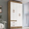Guarda-Roupa Solteiro Cordova 4 Portas 2 Gavetas Off White Nogueira - Doripel