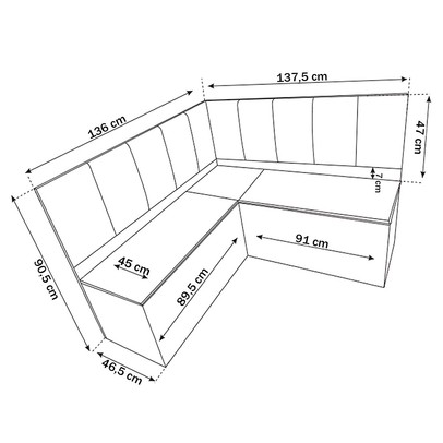 Canto Alemão Nigro com 2 Cadeiras Mel/Cinza Brilho/Veludo Grafite - Viero Móveis