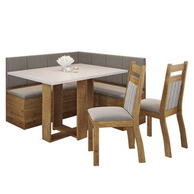 Canto Alemão Nigro com 2 Cadeiras Mel/Blonde/Veludo Perola - Viero Móveis