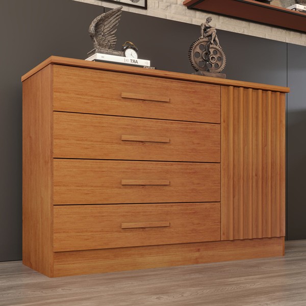 Cômoda Barcelona 1 Porta 4 Gavetas Cinamomo - Tcil Móveis