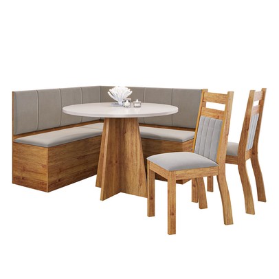 Canto Alemão Taylor Mel/Blonde/Veludo Perola - Viero Móveis