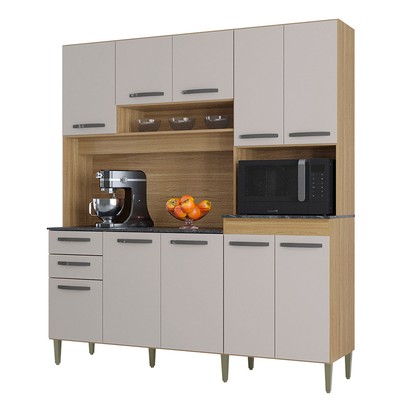 Cozinha Compacta Elisa 10 Portas 2 Gavetas Damasco/Off White - Poquema